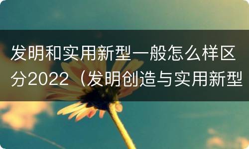 发明和实用新型一般怎么样区分2022（发明创造与实用新型的区别）