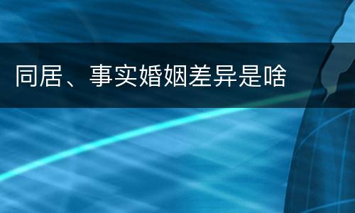 同居、事实婚姻差异是啥