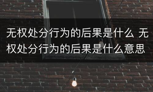 无权处分行为的后果是什么 无权处分行为的后果是什么意思