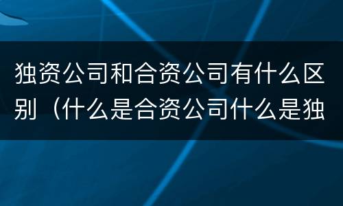 独资公司和合资公司有什么区别（什么是合资公司什么是独资公司）