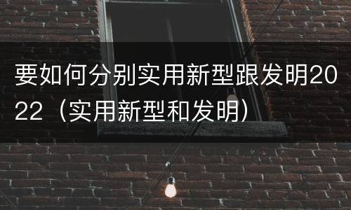 要如何分别实用新型跟发明2022（实用新型和发明）