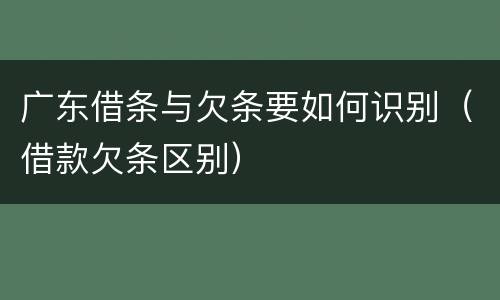 广东借条与欠条要如何识别（借款欠条区别）