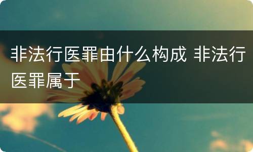 非法行医罪由什么构成 非法行医罪属于