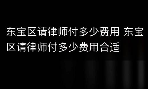 东宝区请律师付多少费用 东宝区请律师付多少费用合适
