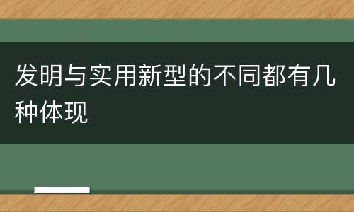 发明与实用新型的不同都有几种体现