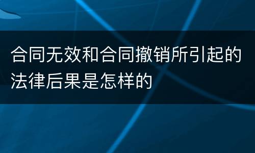 合同无效和合同撤销所引起的法律后果是怎样的
