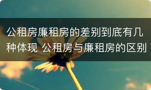 公租房廉租房的差别到底有几种体现 公租房与廉租房的区别都在此,别再搞错了!