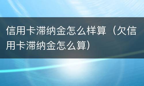 信用卡滞纳金怎么样算（欠信用卡滞纳金怎么算）