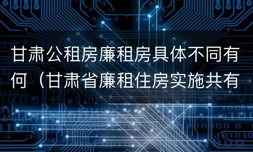 甘肃公租房廉租房具体不同有何（甘肃省廉租住房实施共有产权管理办法）