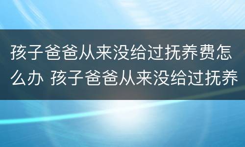 孩子爸爸从来没给过抚养费怎么办 孩子爸爸从来没给过抚养费怎么办呢