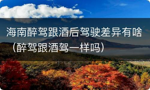 海南醉驾跟酒后驾驶差异有啥（醉驾跟酒驾一样吗）