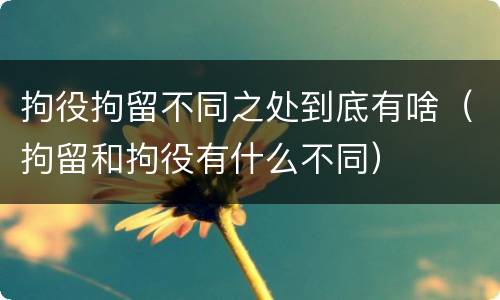 拘役拘留不同之处到底有啥（拘留和拘役有什么不同）