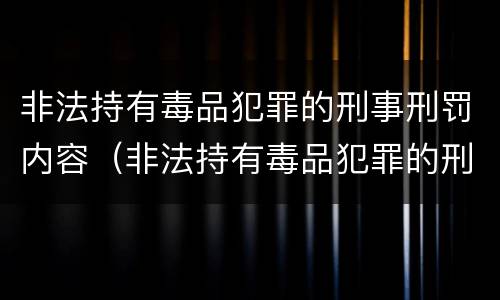 非法持有毒品犯罪的刑事刑罚内容（非法持有毒品犯罪的刑事刑罚内容是）