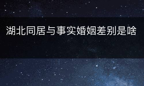 湖北同居与事实婚姻差别是啥