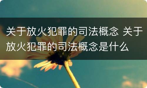 关于放火犯罪的司法概念 关于放火犯罪的司法概念是什么