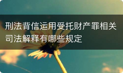 刑法背信运用受托财产罪相关司法解释有哪些规定