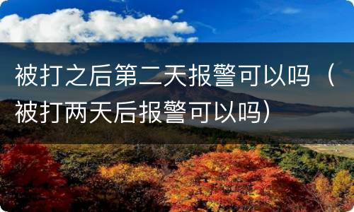 被打之后第二天报警可以吗（被打两天后报警可以吗）