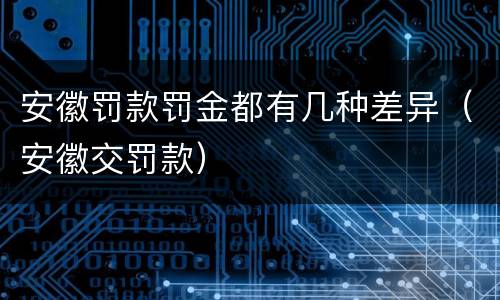 安徽罚款罚金都有几种差异（安徽交罚款）