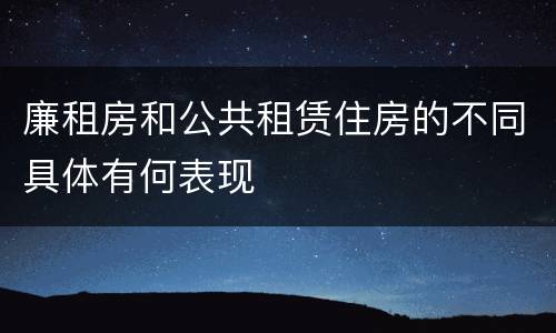 廉租房和公共租赁住房的不同具体有何表现