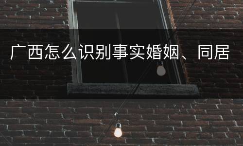 广西怎么识别事实婚姻、同居