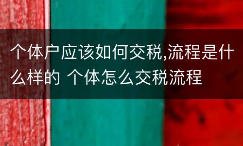 个体户应该如何交税,流程是什么样的 个体怎么交税流程