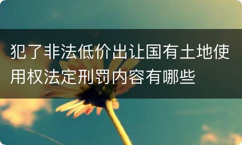 犯了非法低价出让国有土地使用权法定刑罚内容有哪些