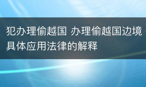犯办理偷越国 办理偷越国边境具体应用法律的解释