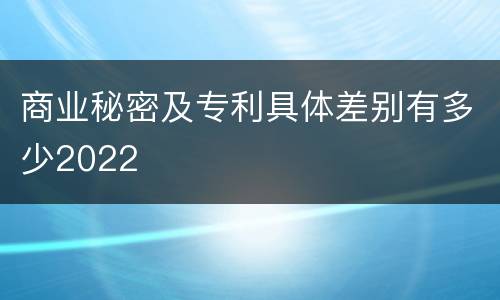 商业秘密及专利具体差别有多少2022