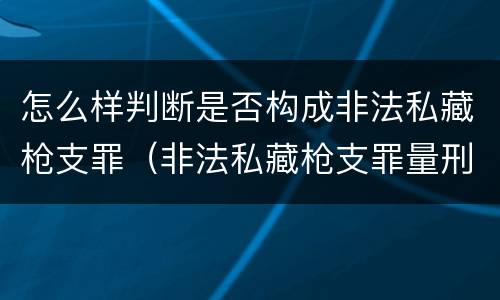 怎么样判断是否构成非法私藏枪支罪（非法私藏枪支罪量刑标准）