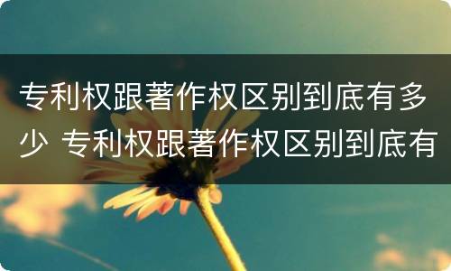 专利权跟著作权区别到底有多少 专利权跟著作权区别到底有多少个