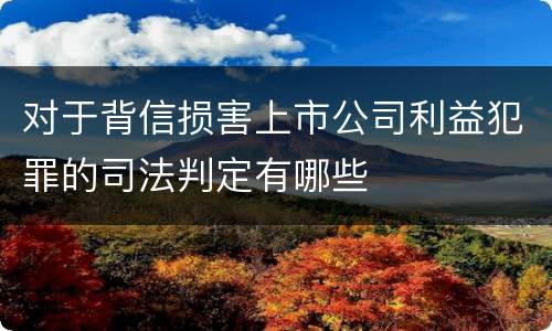 对于背信损害上市公司利益犯罪的司法判定有哪些
