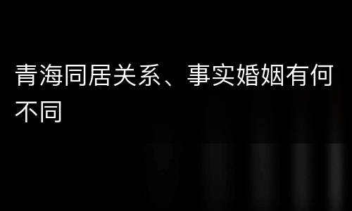 青海同居关系、事实婚姻有何不同