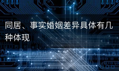 同居、事实婚姻差异具体有几种体现