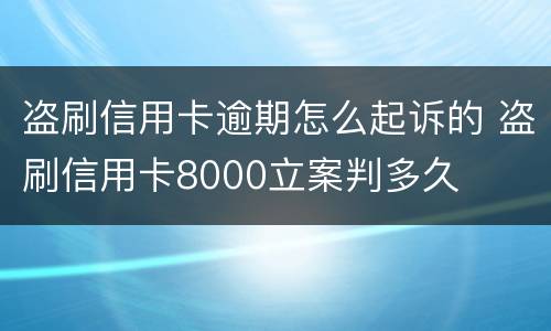 盗刷信用卡逾期怎么起诉的 盗刷信用卡8000立案判多久
