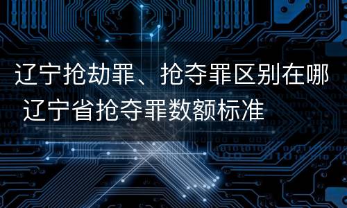 辽宁抢劫罪、抢夺罪区别在哪 辽宁省抢夺罪数额标准