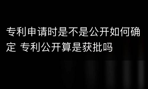 专利申请时是不是公开如何确定 专利公开算是获批吗
