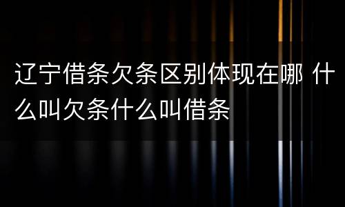 辽宁借条欠条区别体现在哪 什么叫欠条什么叫借条