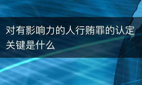 对有影响力的人行贿罪的认定关键是什么