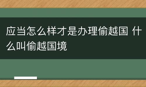 应当怎么样才是办理偷越国 什么叫偷越国境