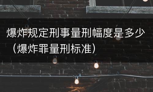 爆炸规定刑事量刑幅度是多少（爆炸罪量刑标准）