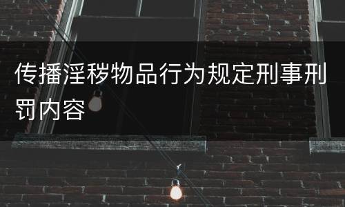 传播淫秽物品行为规定刑事刑罚内容