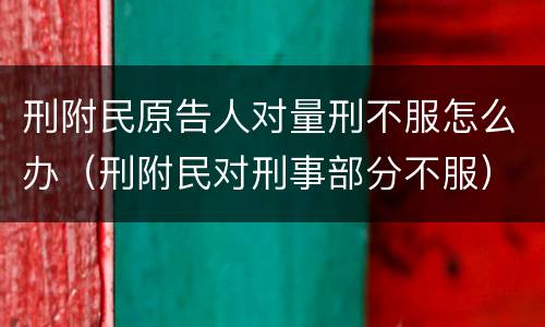 刑附民原告人对量刑不服怎么办（刑附民对刑事部分不服）