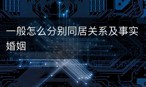 一般怎么分别同居关系及事实婚姻