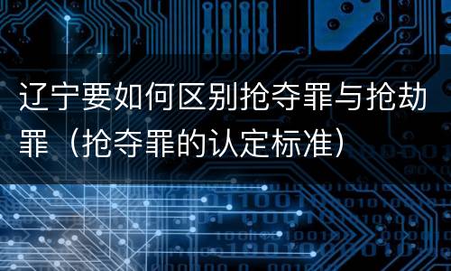 辽宁要如何区别抢夺罪与抢劫罪（抢夺罪的认定标准）