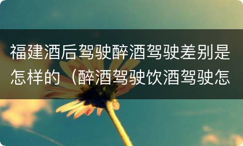 福建酒后驾驶醉酒驾驶差别是怎样的（醉酒驾驶饮酒驾驶怎么区别）