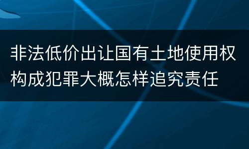 非法低价出让国有土地使用权构成犯罪大概怎样追究责任