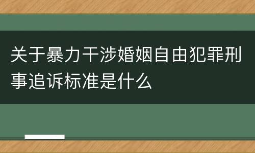 关于暴力干涉婚姻自由犯罪刑事追诉标准是什么