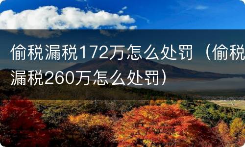 偷税漏税172万怎么处罚（偷税漏税260万怎么处罚）