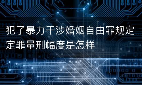 犯了暴力干涉婚姻自由罪规定定罪量刑幅度是怎样