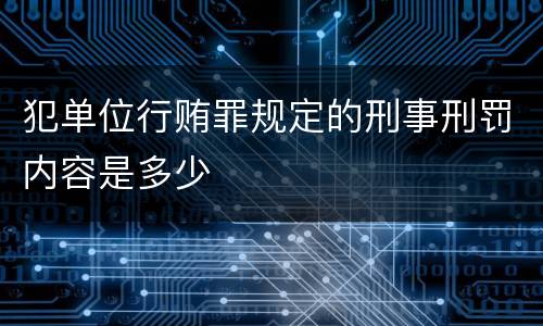 犯单位行贿罪规定的刑事刑罚内容是多少